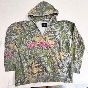 Girls With Guns Mossy Oak Camo Hoodie Pullover Sweatshirt Pink Stitching XL